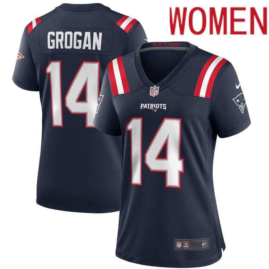 Women New England Patriots 14 Steve Grogan Nike Navy Game Retired Player NFL Jersey